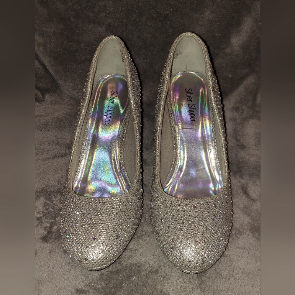 Silver Rhinestone Heels